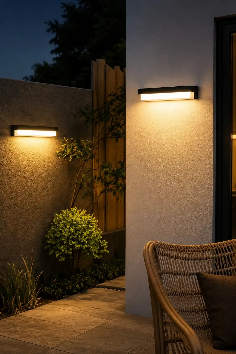 Orr Minimalist Solar Linear Acrylic Outdoor Wall Lamp, Black - Lumpaz