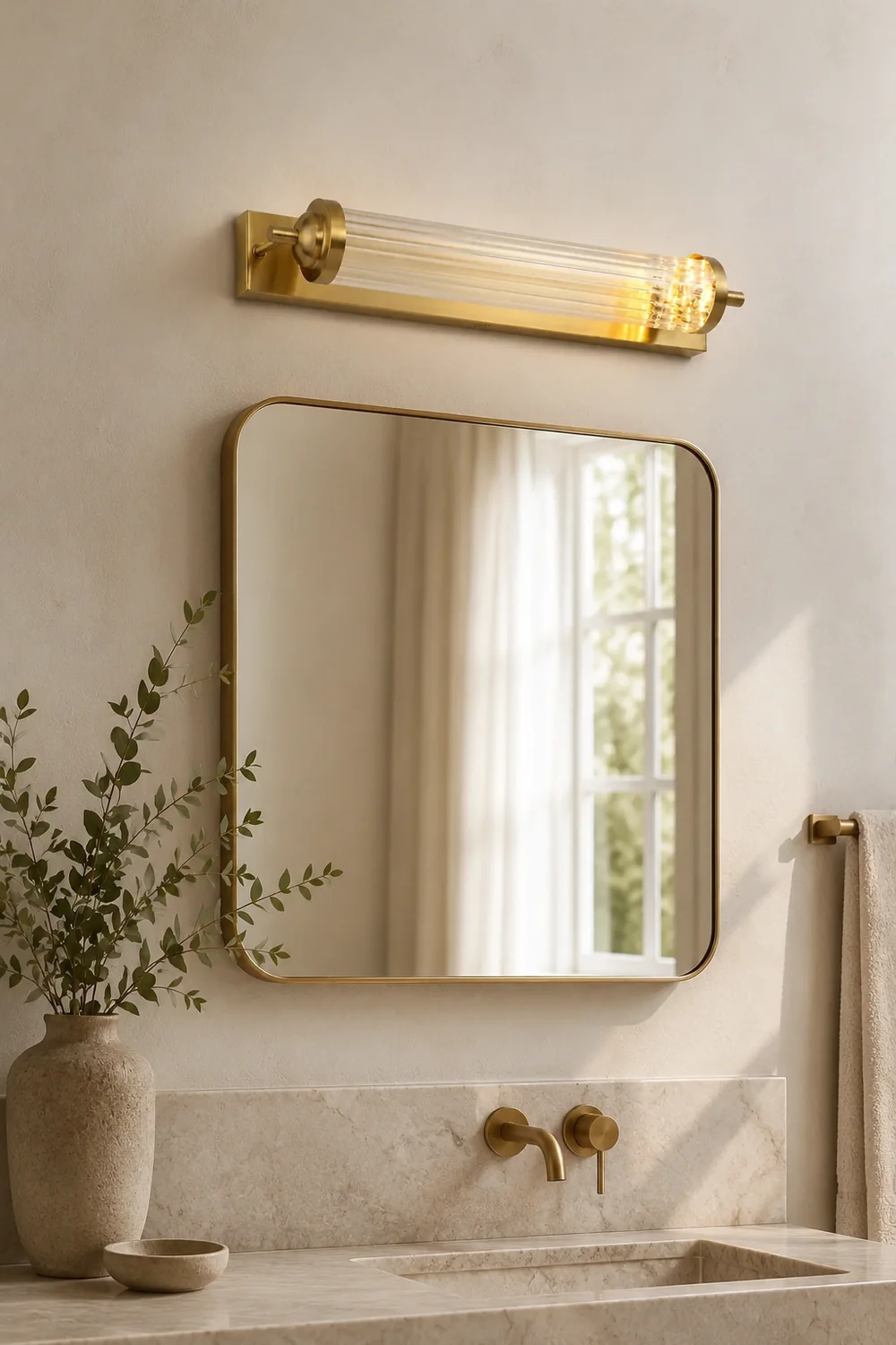 Kristy Modern Cylindrical Metal/Crystal Mirror Front Wall Lamp, Gold - Lumpaz