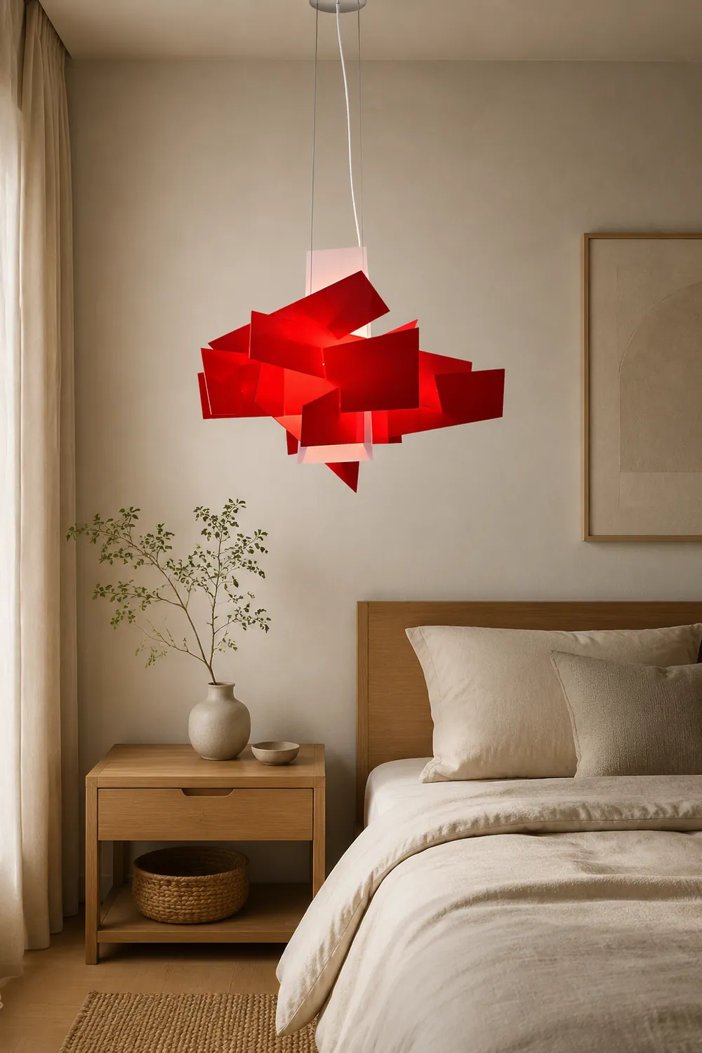 Renée Artistry Spliced Simole Pendant Light, White/Red - Lumpaz