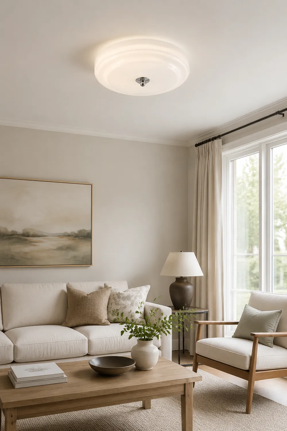 Hailie Design Circle LED Ceiling Light Metal/Glass White Bedroom/Living Room - Lumpaz