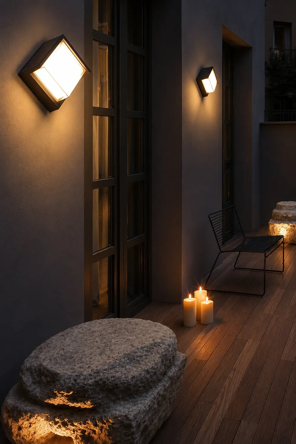 Orr Modern Square Metal Outdoor Wall Lamp, Black/White - Lumpaz