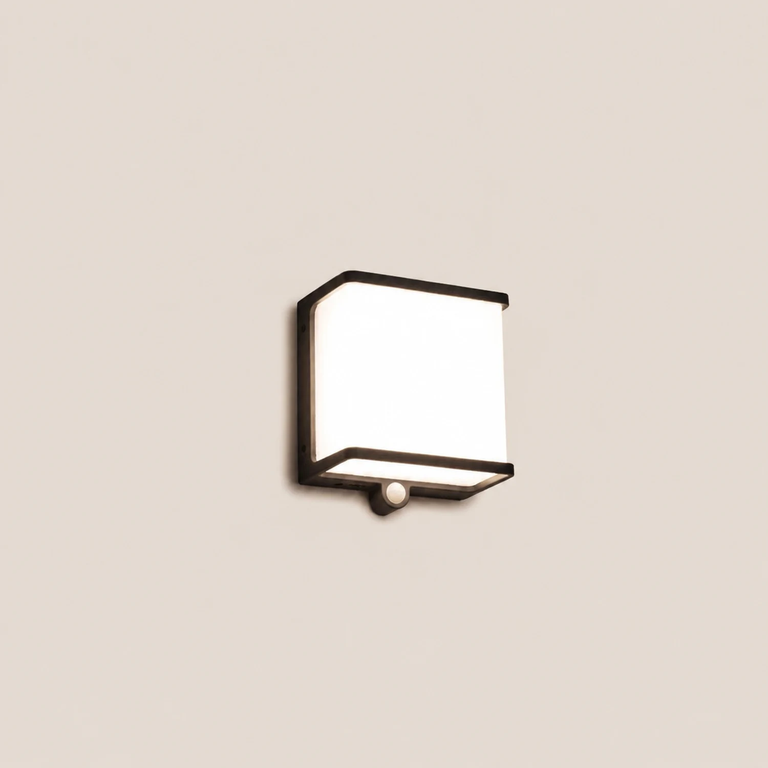 Orr Modern Minimalist Rectangular Acrylic Sensor Solar Outdoor Wall Lamp, Black/White - Lumpaz