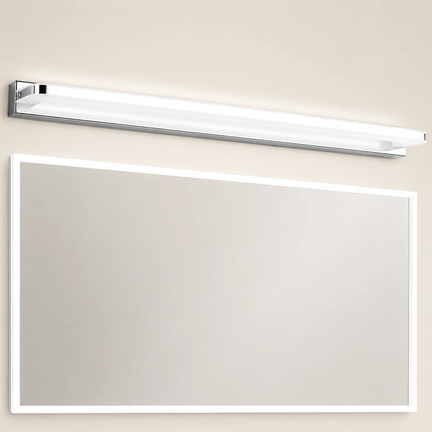 Leigh Nordic Linear Metal Mirror Front Wall Lamp, Chrome/Black - Lumpaz
