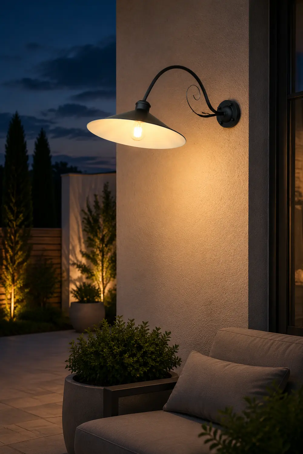 Alessio Vintage Cap-shaped Metal Outdoor Wall Lamp, Black/Antique Silver - Lumpaz