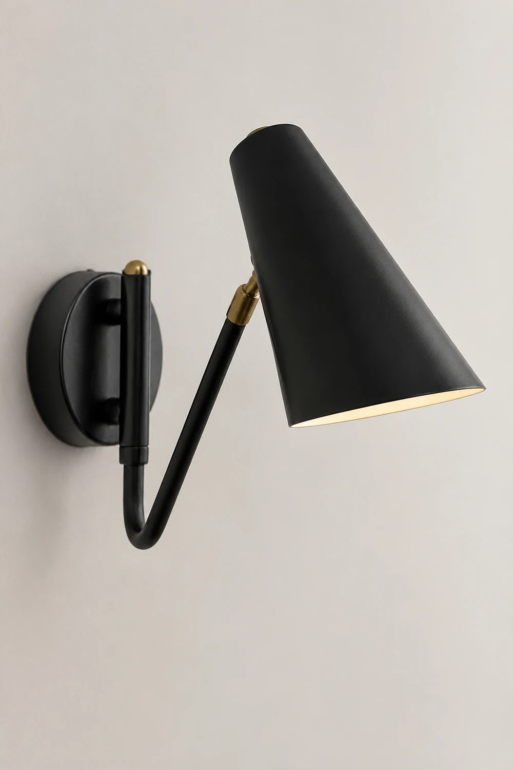Brady Rotatable Wall Lamp, Black & White & Gold, Bedroom - Lumpaz