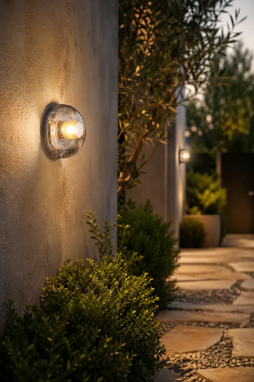Valentina Waterproof Semi-circular Glass Outdoor Wall Lamp, Transparent - Lumpaz