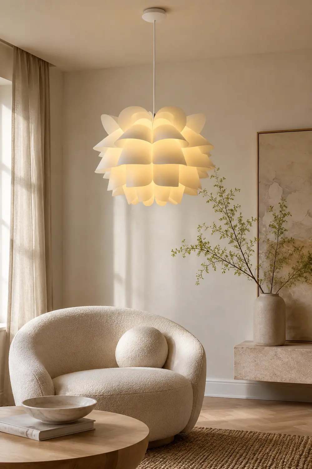 Cairns Nordic White Flower Pendant Light - Lumpaz