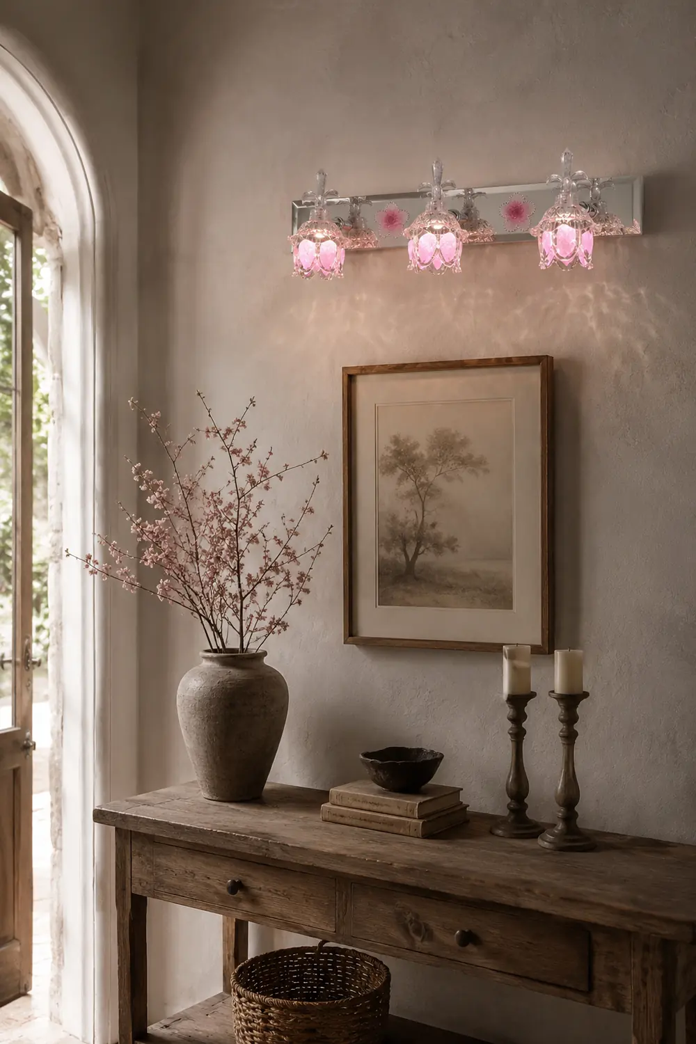 Félicie Modern Flower Vanity Wall Lamp, Pink, Bathroom - Lumpaz