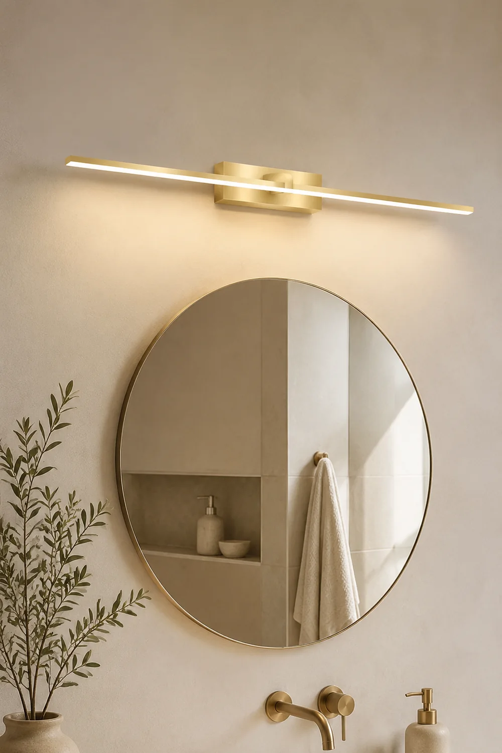 Leigh Modern Linear Mirror Vanity Wall Lamp Gold Bathroom Bedroom - Lumpaz