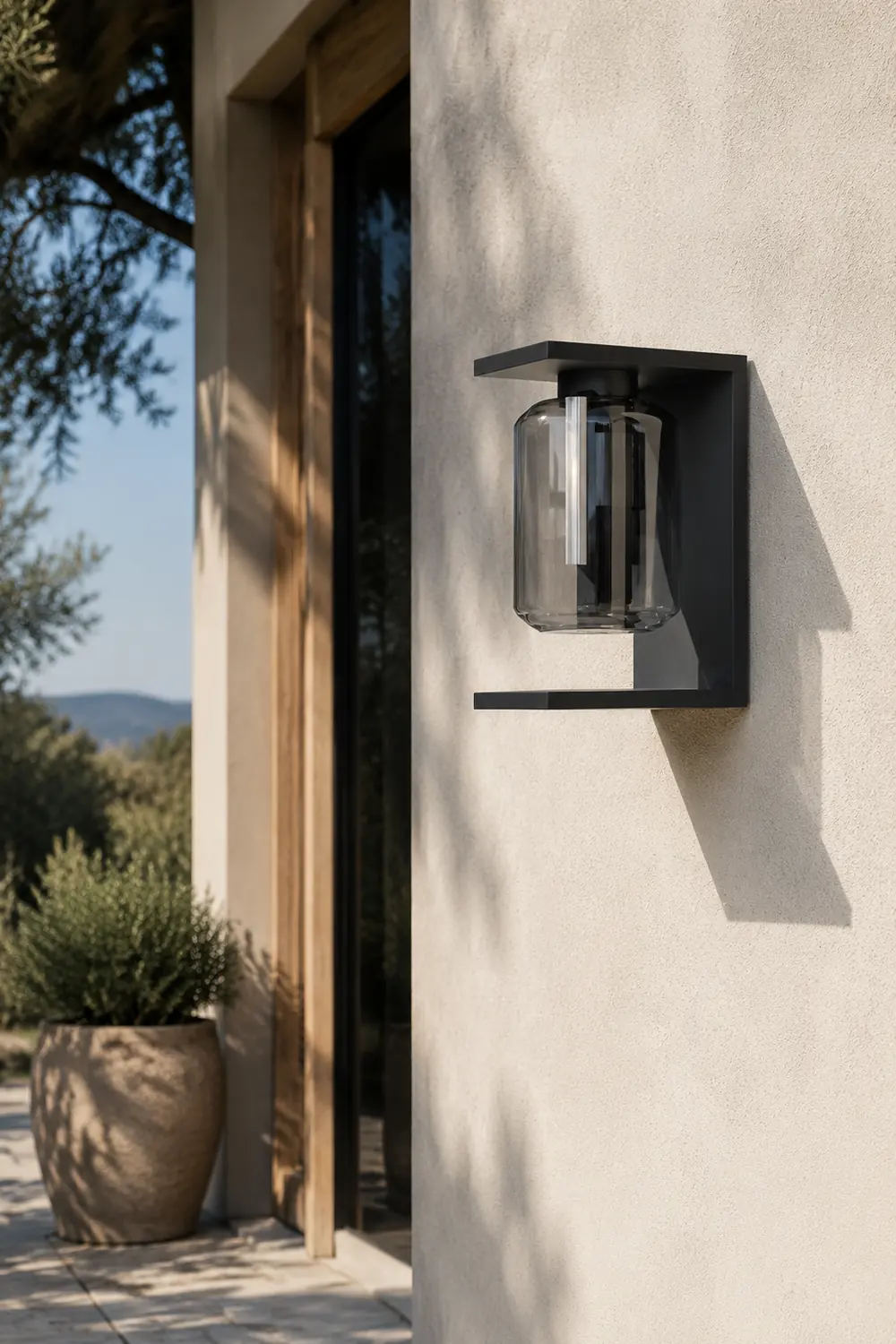 Orr Modern Rectangular Metal/Glass Lantern Solar Outdoor Waterproof Wall Lamp，Black/Gray - Lumpaz