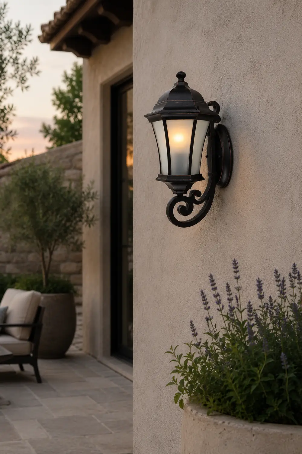 Alessio Vintage Lantern Metal/Glass Outdoor Wall Lamp, Black - Lumpaz