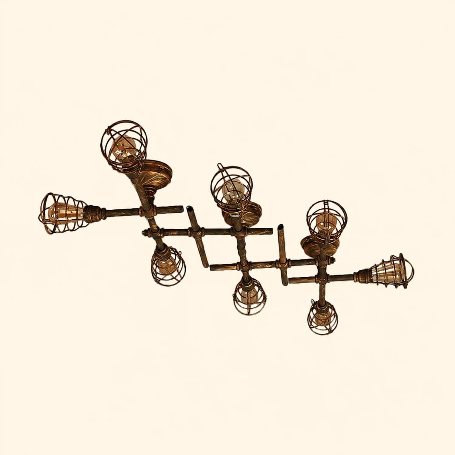 Alessio Industrial Metal Multi Flush Mount Ceiling Light, Brass - Lumpaz