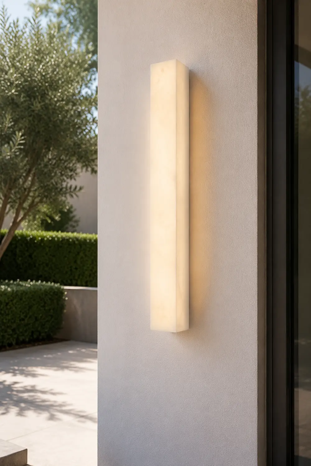 Edge Modern Rectangular Resin Outdoor Wall Lamp, White - Lumpaz