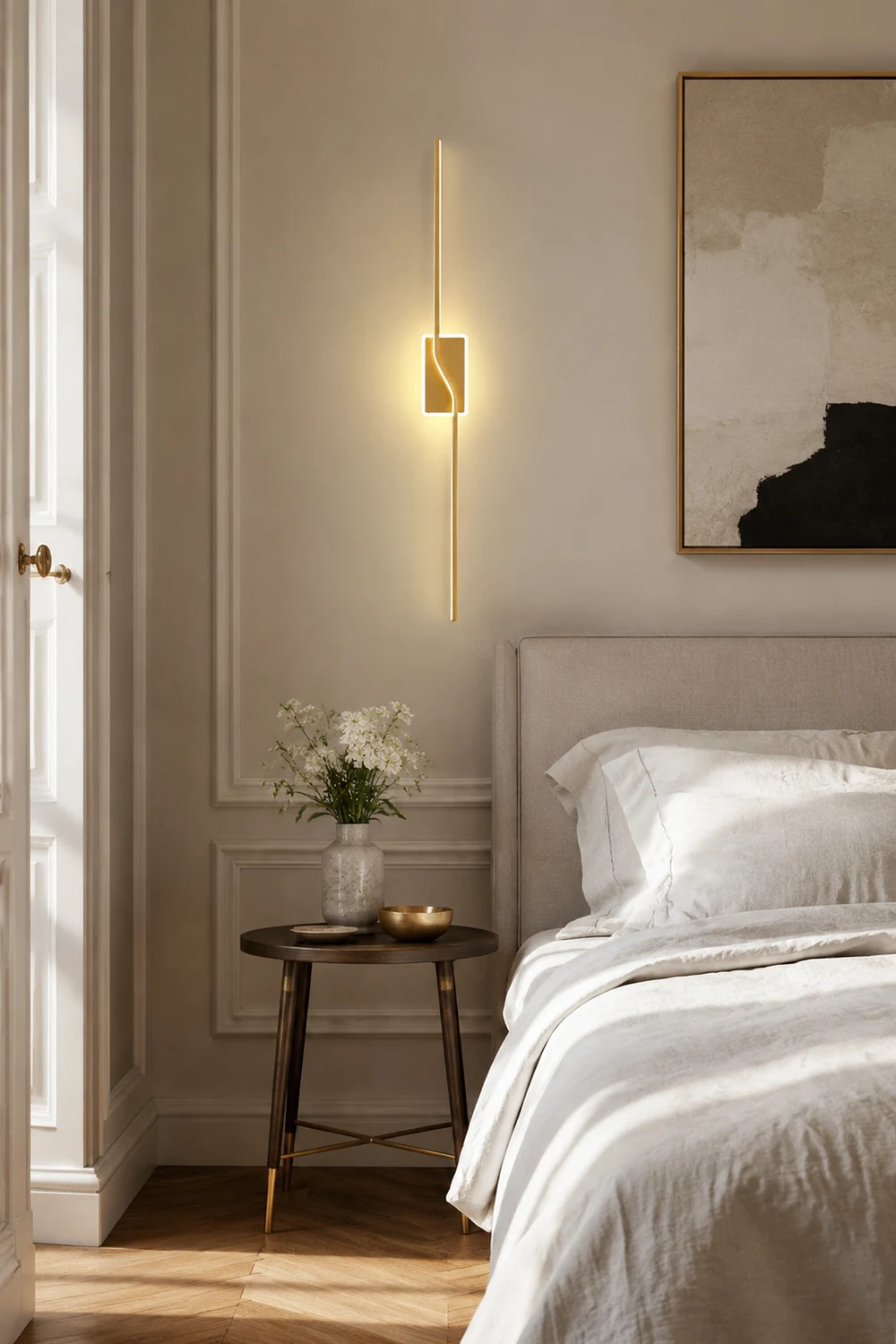 Leigh Luxury Curved Linear Metal Wall Lamp, Gold - Lumpaz