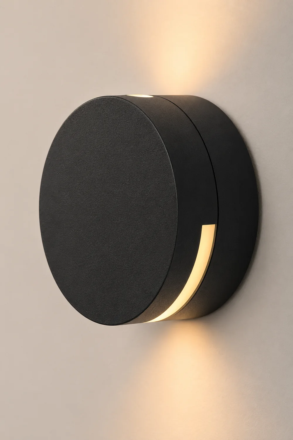 Orr Modern Minimalist Round Metal/Glass Waterproof Outdoor Wall Lamp, Black - Lumpaz