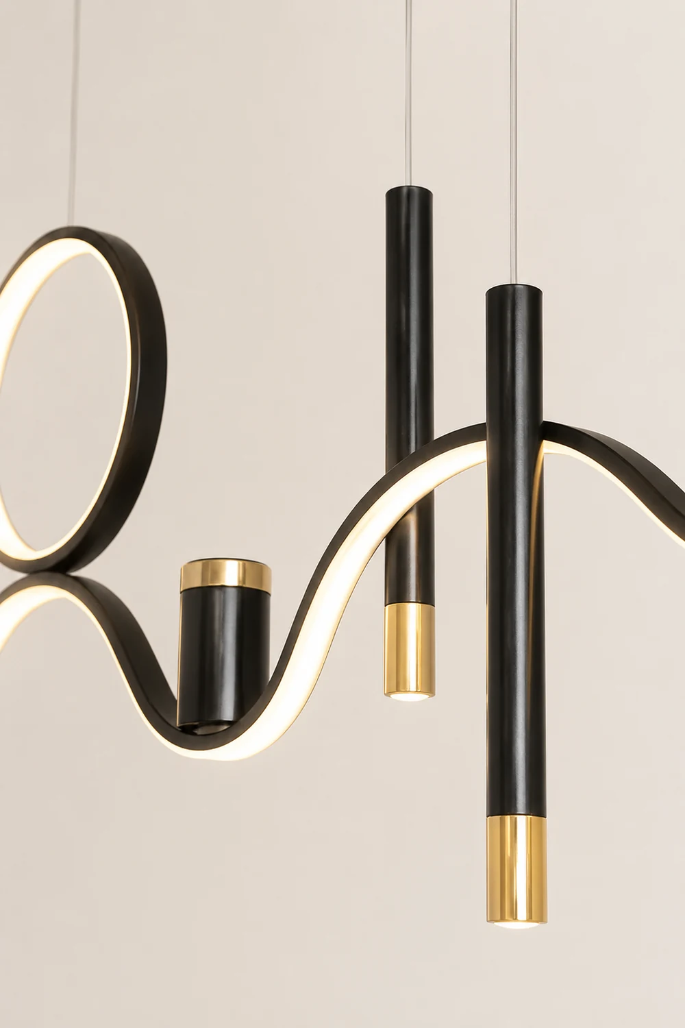 Madina Modern Metal Linear Starry Night Pendant Light, Black - Lumpaz