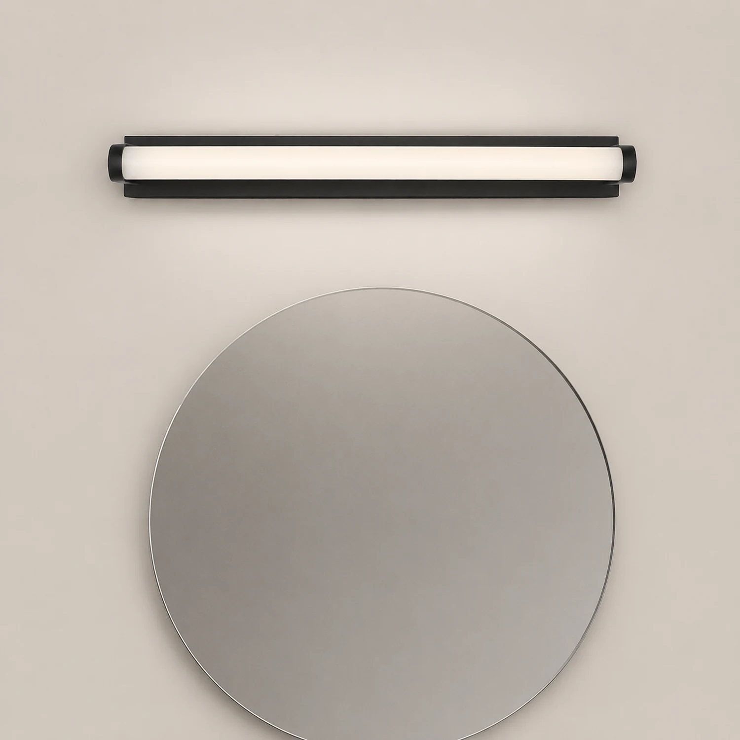 Leigh Minimalist Linear Cylindrical Metal/Acrylic Wall Lamp, Black, Bathroom - Lumpaz