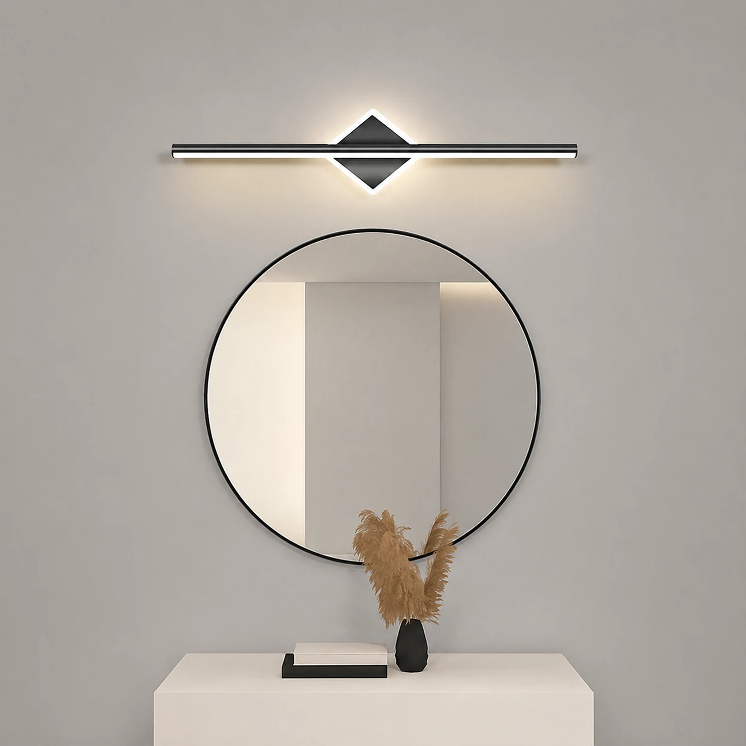 Leigh LED Linear Mirror Front Vanity Wall Lamp Black/Gold - Lumpaz