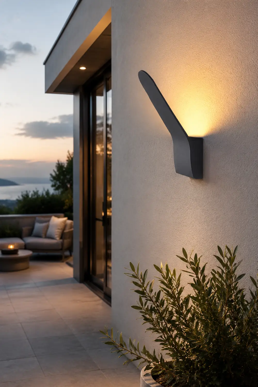 Orr Minimalist Tilt Linear Metal Outdoor Wall Lamp, Black - Lumpaz