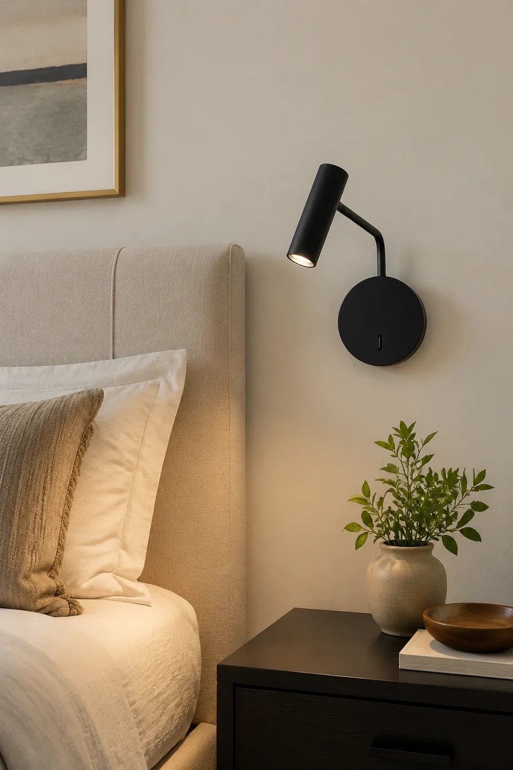 Orr Wall Lamps Swing Arm Modern, LED Spotlight, Black/White/Gold, Corridor - Lumpaz