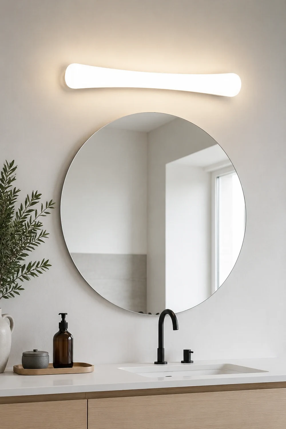 Edge White Mirror Front Vanity Wall Lamp, Acrylic - Lumpaz