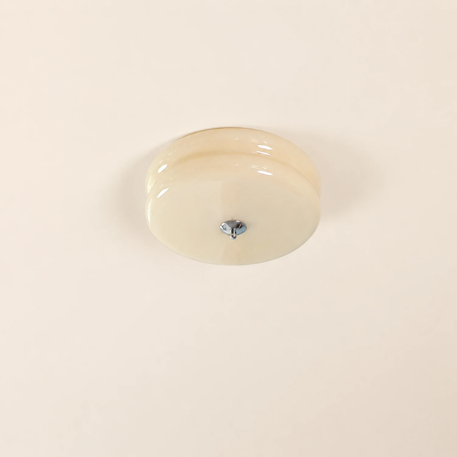 Morandi Modern Round Flush Mount Ceiling Light, White/Beige - Lumpaz