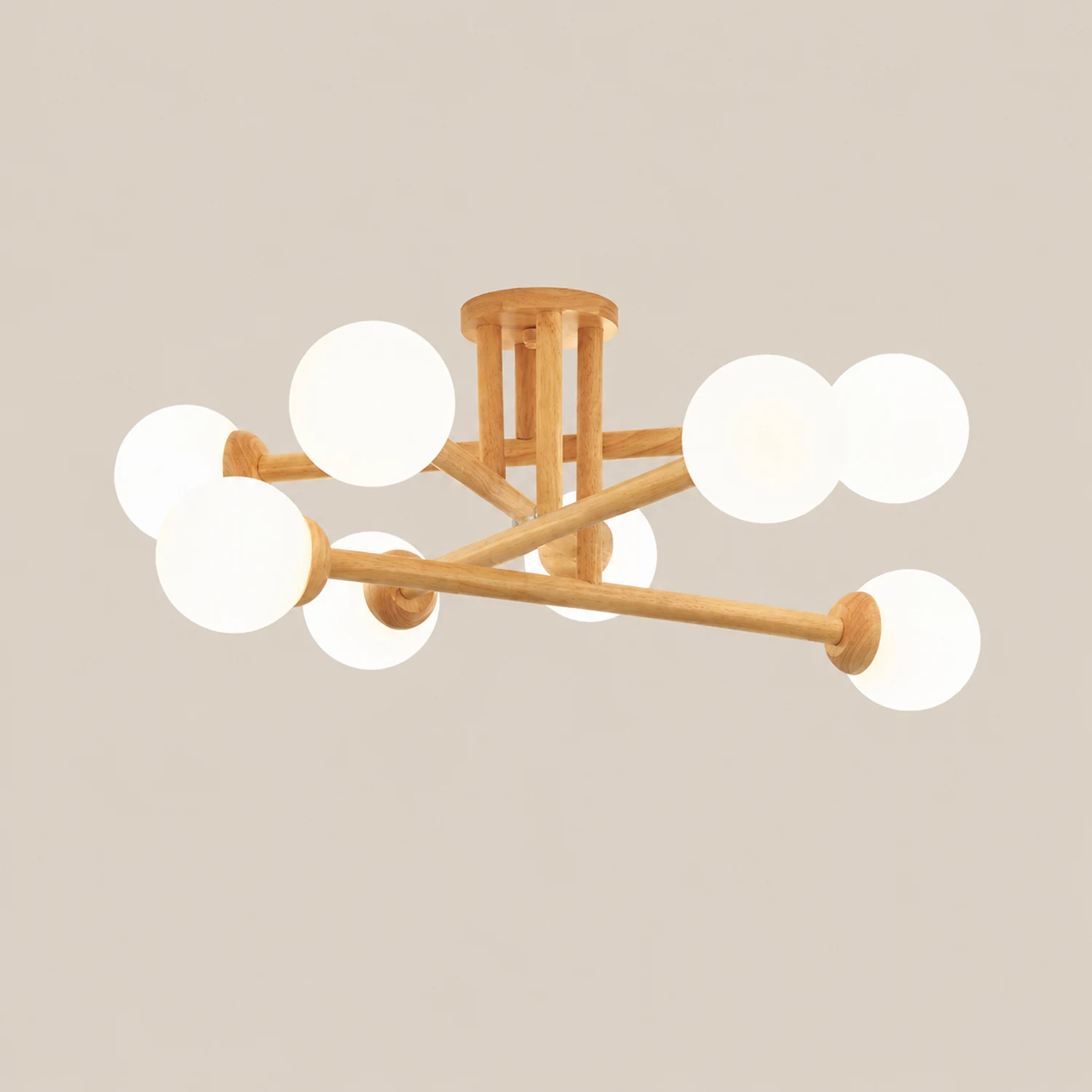 Ozawa Modern Globe Wood/Glass Flush Mount Ceiling Light - Lumpaz