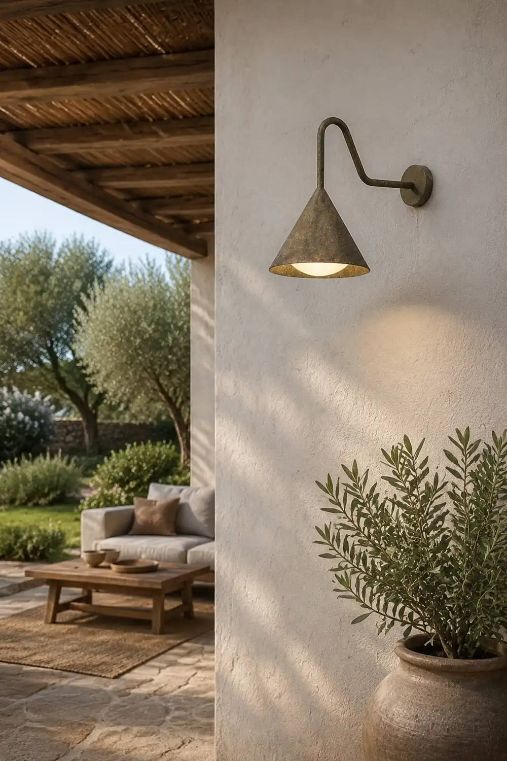 Carins Modern Minimalist Cone Metal Outdoor Waterproof Wall Lamp，Black/Gold - Lumpaz