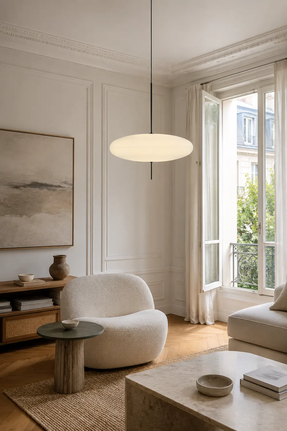 Leilani Nordic Modern Oval Single Pendant Light, White - Lumpaz
