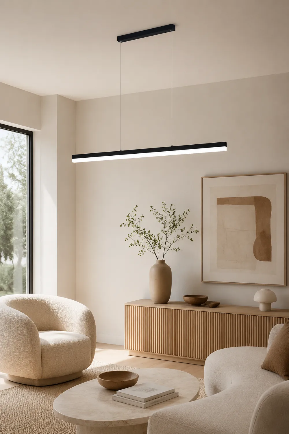 Edge Modern Linear Metal/Acrylic Pendant Light, White/Black - Lumpaz