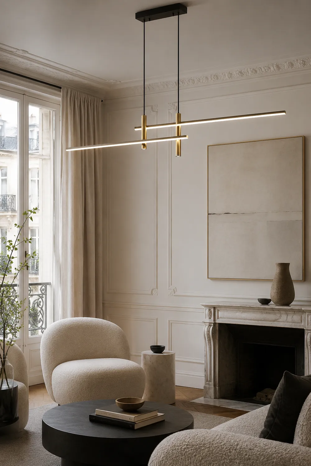 Edge Modern Metal Linear Pendant Light, Black & Gold - Lumpaz
