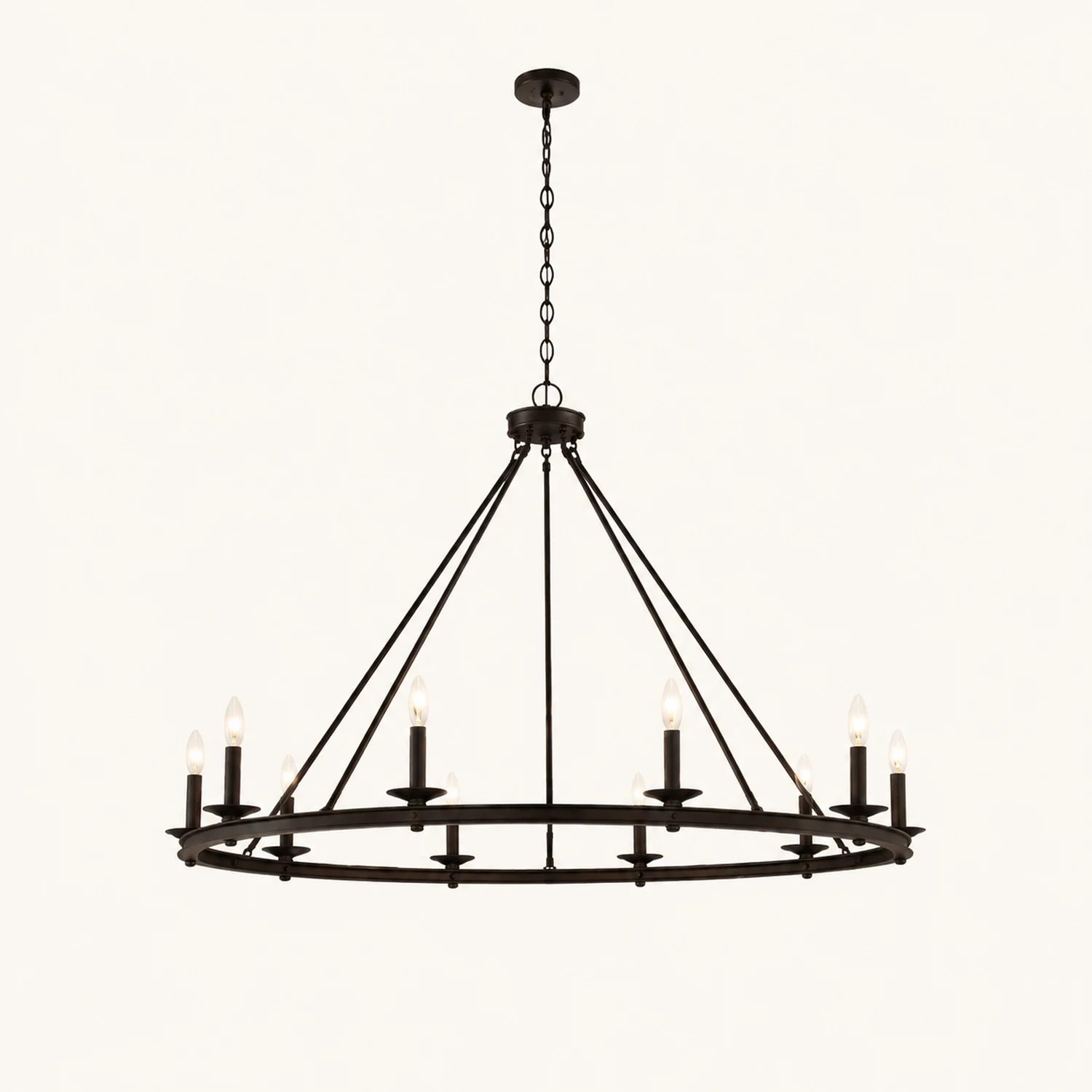 Silva Modern Candles Chandelier Black Metal Living Room/Bedroom - Lumpaz