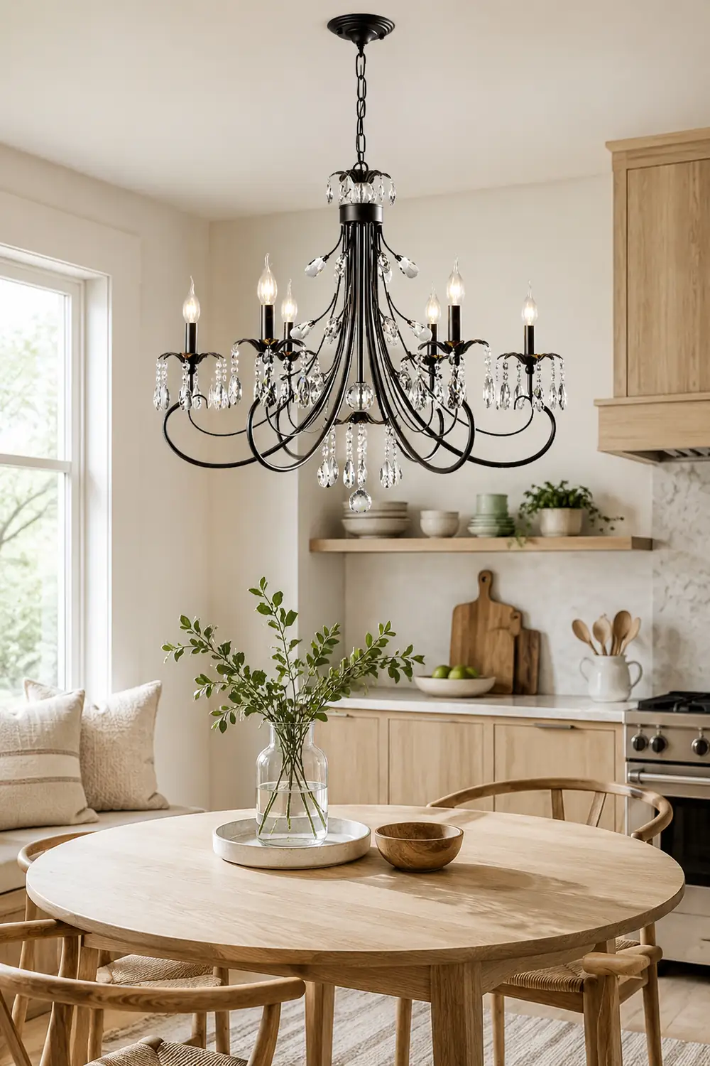 Silva Luxury Tiered Candle Metal/Crystal Chandelier, Black - Lumpaz