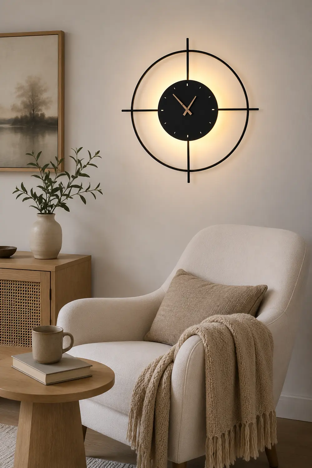 Morandi Nielsen Modern Clock Metal Wall Lamp Gold/Black Bedroom - Lumpaz
