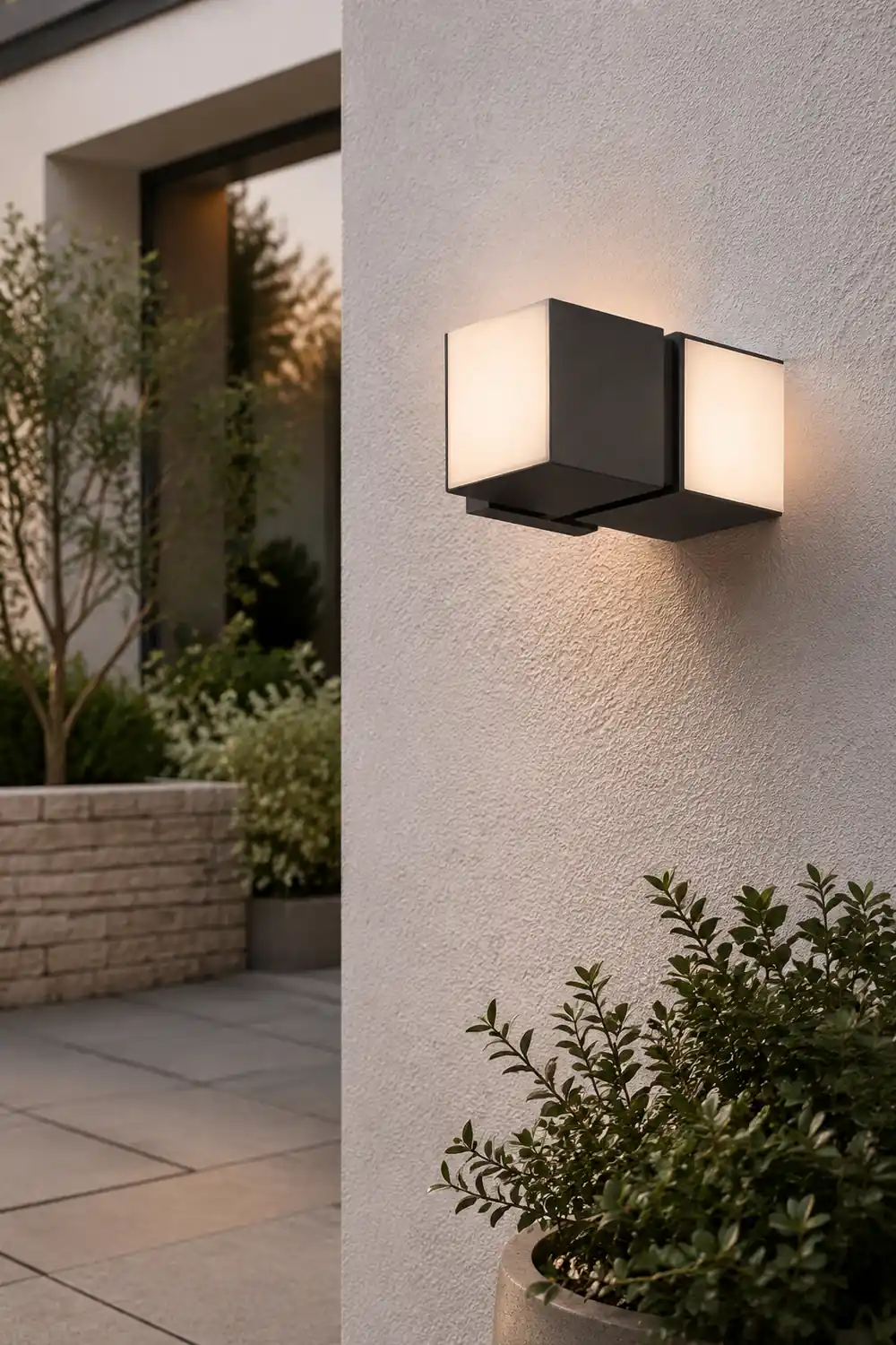 Orr Modern Geometry Rotatable Metal/Acrylic Outdoor Waterproof Wall Lamp, Black - Lumpaz