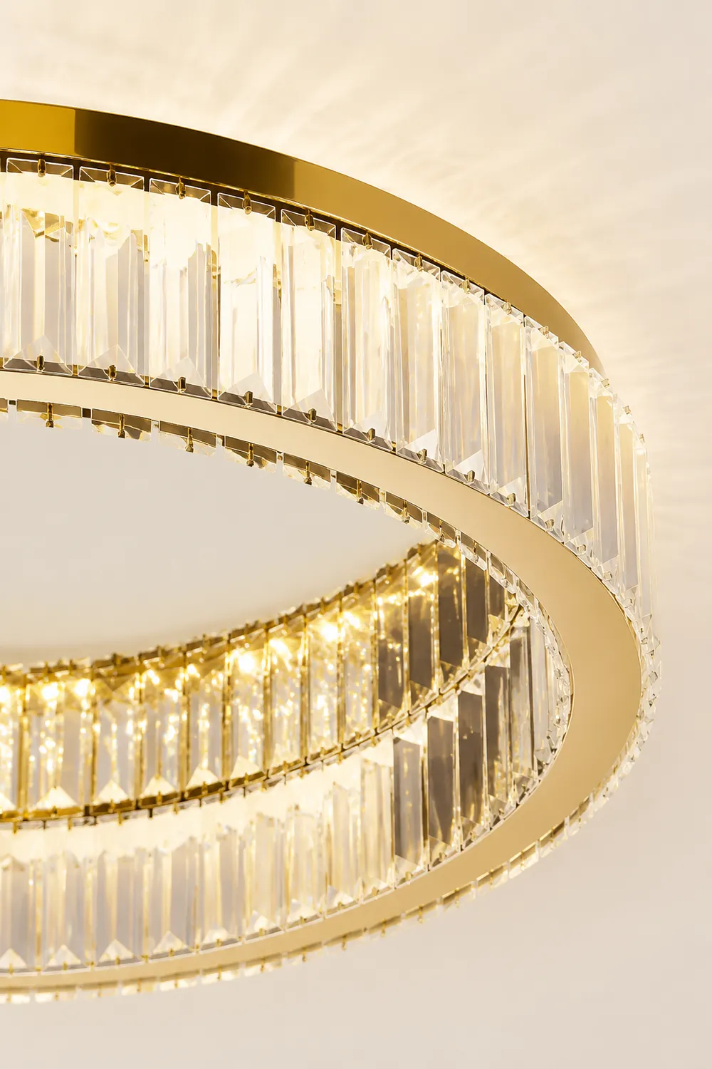 Marliyn Modern Art Deco Circle Crystal/Metal Flush Mount Ceiling Light Gold - Lumpaz