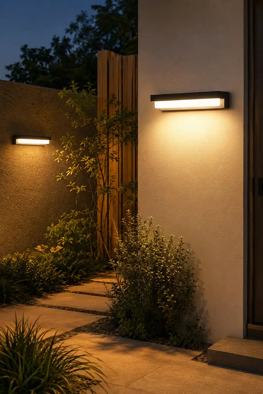 Orr Minimalist Solar Linear Acrylic Outdoor Wall Lamp, Black - Lumpaz