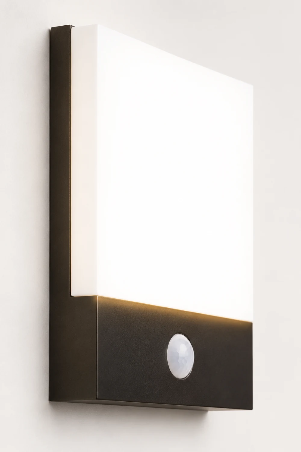 Orr Modern Sensor Rectangular Metal Outdoor Wall Lamp, Black/White - Lumpaz