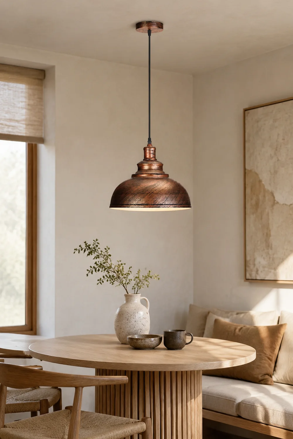 Cooley Pendant Light Dome Industrial, Metal, Black/White/Copper/Gray, Cafe - Lumpaz
