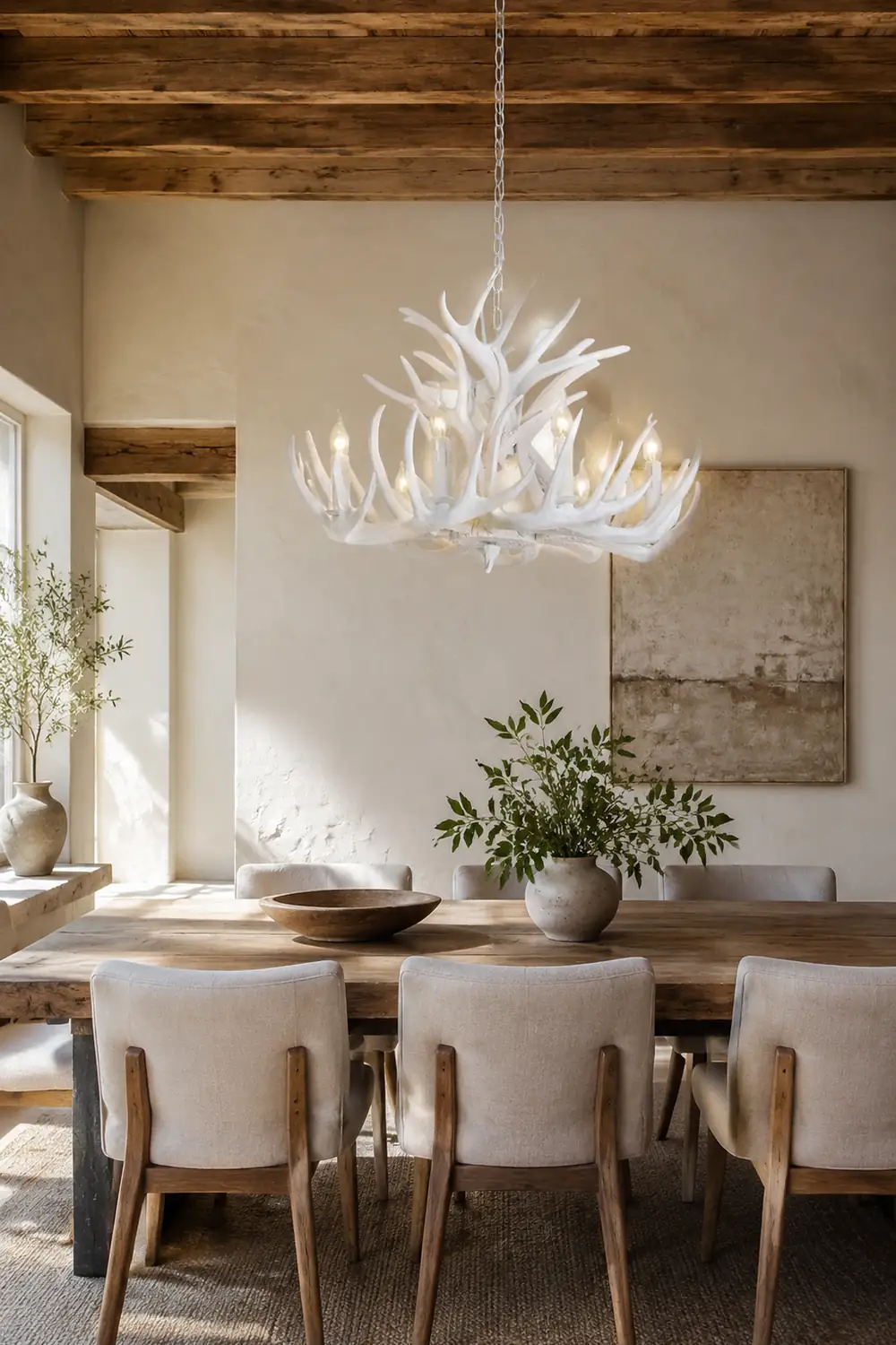 Silva Rustic Antler Metal/Resin Chandelier White Dining Room - Lumpaz
