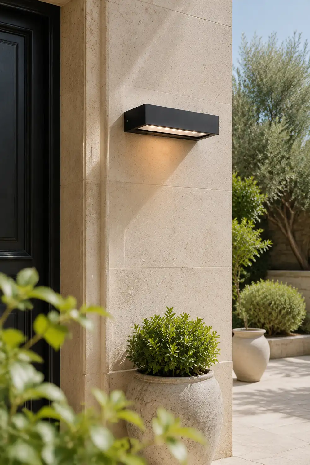 Orr  Modern Metal/Acrylic Solar Waterproof Outdoor Wall Lamp, Black - Lumpaz