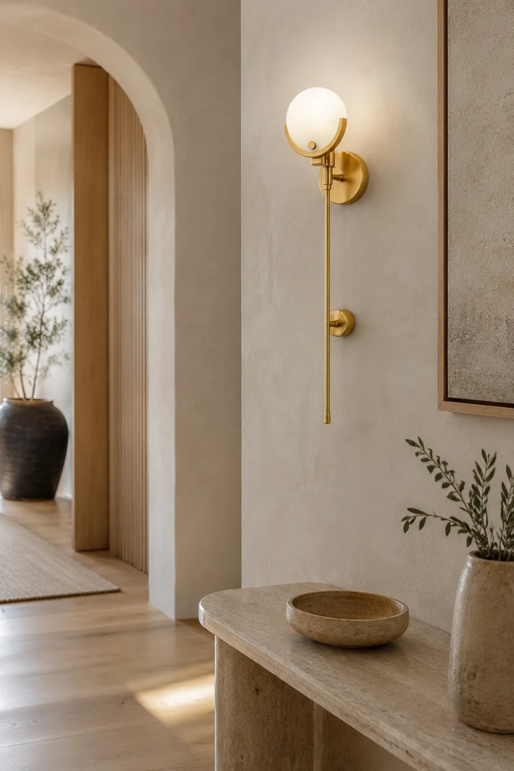 Valentina Modern Ball Metal/Dolomite LED Wall Lamp, Gold - Lumpaz