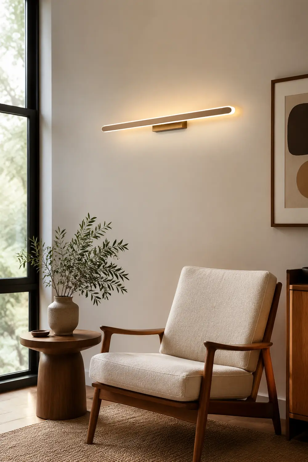 Leigh Modern Linear Minimalist Mirror Front Metal Wall Lamp, Gold - Lumpaz