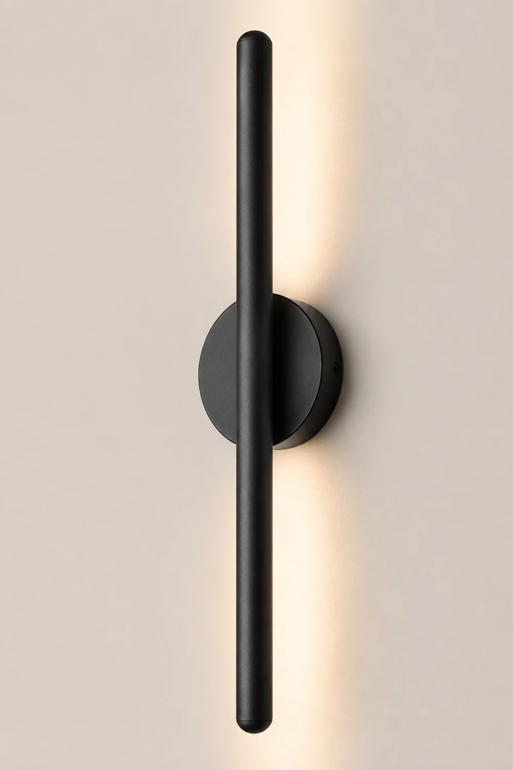 Edge Minimalist Linear Metal Wall Lamp, Black, Bathroom, Front Mirror - Lumpaz
