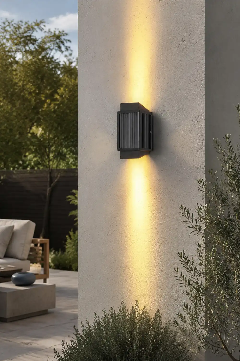 Orr Modern Round/Rectangular Metal/Acrylic Outdoor Wall Lamp, Black - Lumpaz