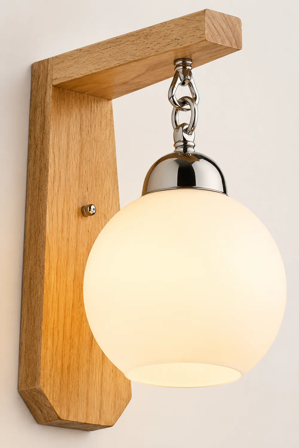Ozawa Nordic Globe Glass/Wood Vanity Wall Light, Living Room - Lumpaz
