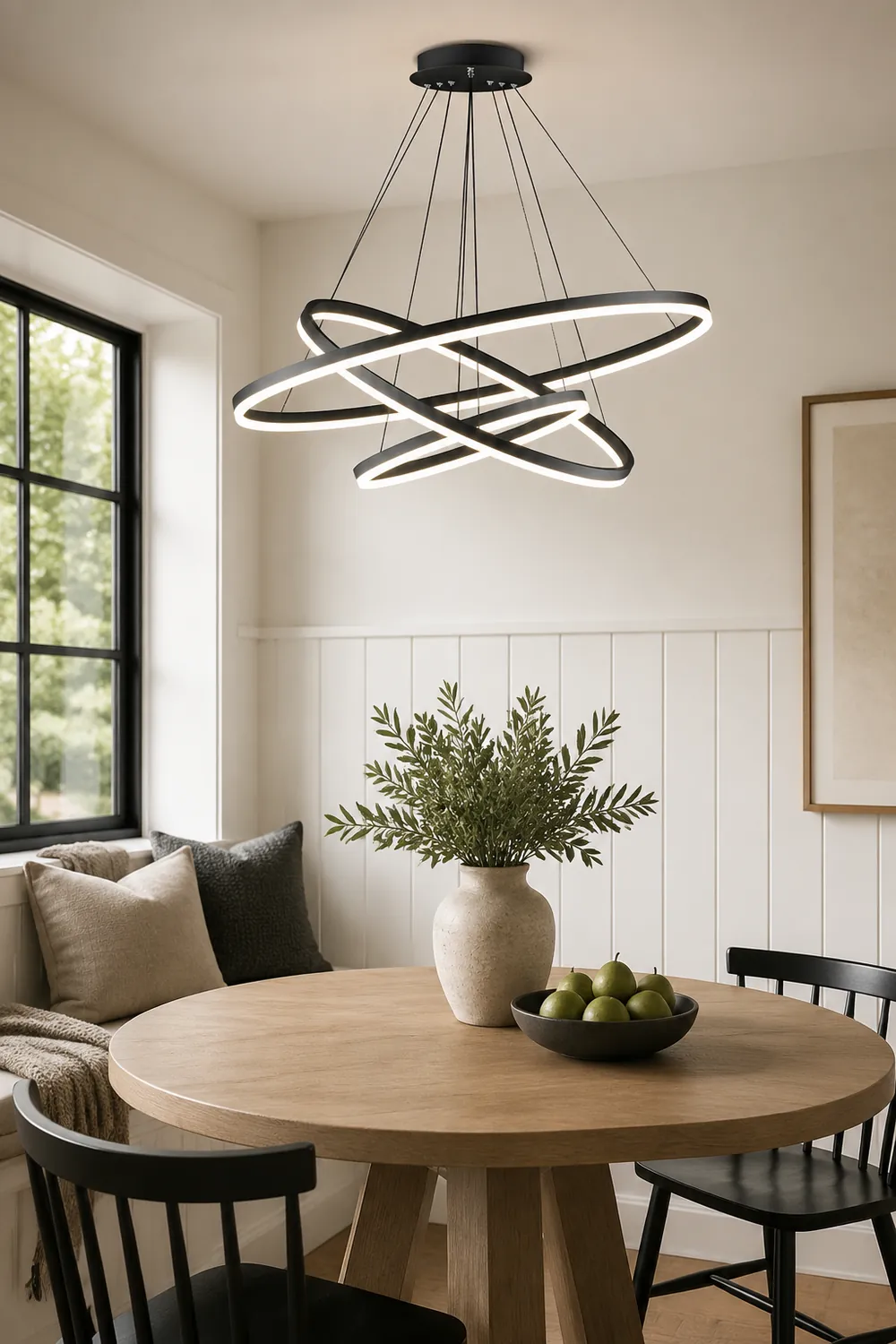 Arisha 3-Rings Black Black Modern Pendant Light - Lumpaz
