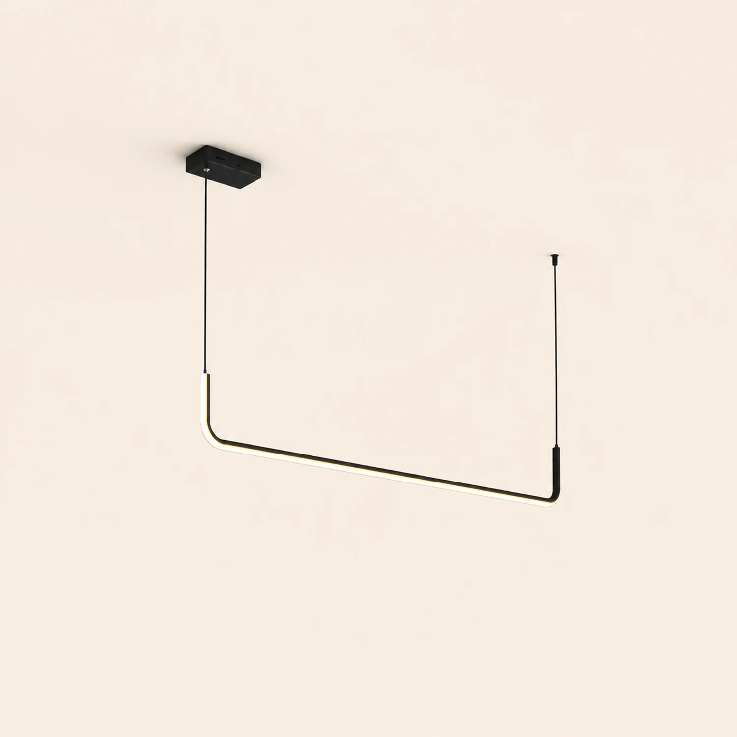 Edge Modern Linear Pendant Light Double Frame, Black/Gold - Lumpaz