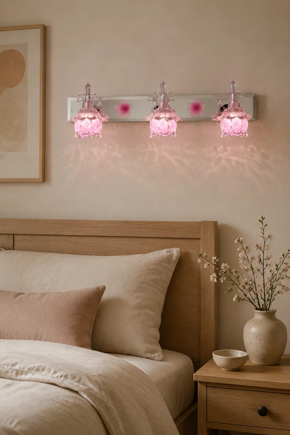 Félicie Modern Flower Vanity Wall Lamp, Pink, Bathroom - Lumpaz