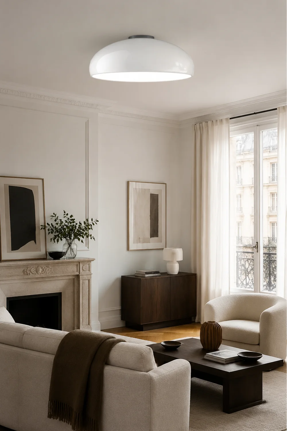 Morandi Vintage LED Ceiling Light White/Black/Red/Orange Metal Bedroom/Living Room - Lumpaz
